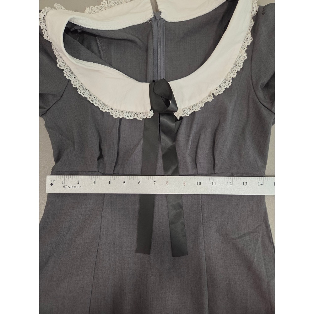 DAZY Wednesday Addams Peter Pan Collar Mini Dress Junior M Coquette Doll Gray - Picture 11 of 13